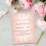 Sweet 16 rose gold pink drips 16th birthday invitation<br><div class="desc">A modern,  stylish and glamourous invitation for a girl's Sweet 16,  16th birthday party.  A rose gold background with drips,  paint drip look. The name is written with a modern dark rose gold coloured hand lettered style script.  Personalize and add your party details.</div>