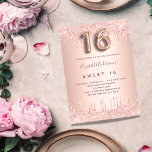 Sweet 16 rose gold pink drips invitation<br><div class="desc">A modern, stylish and glamourous invitation for a girl's Sweet 16, 16th birthday party. A rose gold background with drips. The name is written with a modern dark rose gold coloured hand lettered style script. Personalize and add your party details. Number 16 is written with a balloon style font, script....</div>