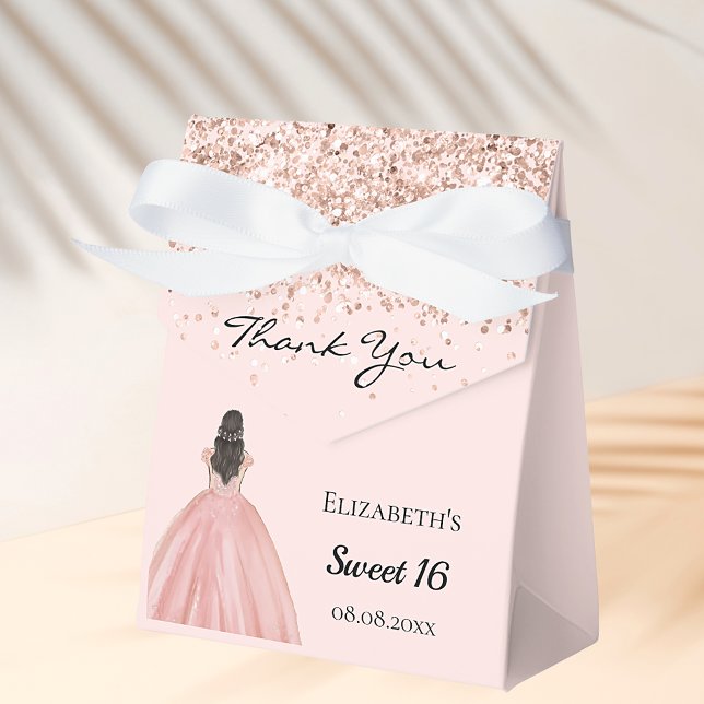 Sweet 16 rose gold princess dress favor box (Creator Uploaded)