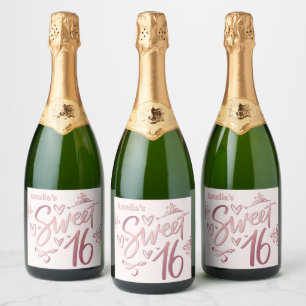 Sweet 16 rose gold sparkling wine label