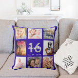 Sweet 16 royal blue photo collage name throw pillow<br><div class="desc">A unique gift for a girl's Sweet 16,  16th birthday,  celebrating her life with a collage of 8 of your own photos,  pictures.  Personalize and add her name and a date. A trendy royal blue background.   The name is written with a modern hand lettered style script.</div>