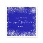 Sweet 16 royal blue silver glitter monogram