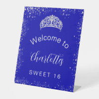 Sweet 16 royal blue silver glitter welcome