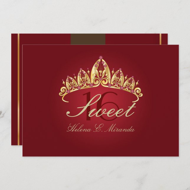 SWEET 16/RUBY TIARA invitations/DIY colour+fonts Invitation (Front/Back)