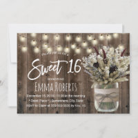 Sweet 16 Rustic Winter Floral Jar Barn Birthday