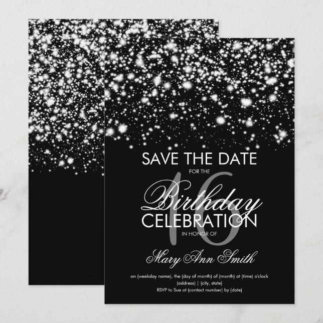Sweet 16 "Save The Date" Silver Invitation (Front/Back)