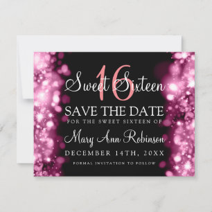 Sweet 16 "Save The Date" Sparkling Lights Blush Save The Date