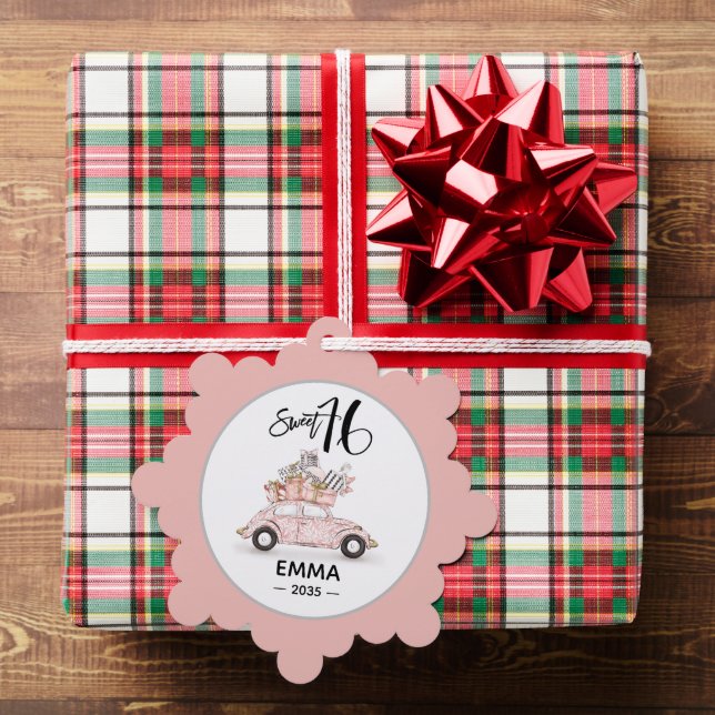 Sweet 16 Script Car Photo Snowflake Ornament Card (Insitu (Gift))