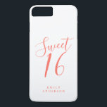 Sweet 16 Script Coral White 16th Birthday Case-Mate iPhone Case<br><div class="desc">Sweet Sixteen birthday phone case with chic coral script on a white background. Celebrate your 16th birthday in style with this coral and white trendy design and simply add your name. Exclusively designed for you by Happy Dolphin Studio. If you need any help or matching products, please contact us at...</div>