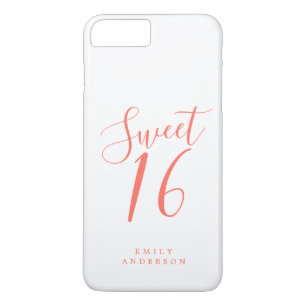 Sweet 16 Script Coral White 16th Birthday Case-Mate iPhone Case
