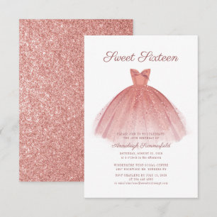 Sweet 16 Script Modern Dress Birthday Invitation