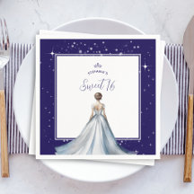 Sweet 16 Silver Ball Gown Dress Navy Blue Birthday