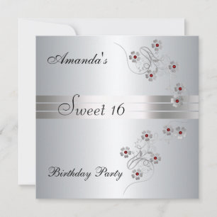Sweet 16 Silver Birthday Party Invitation