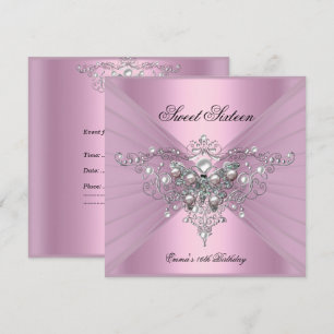 Sweet 16 Sixteen Birthday Party Pink Butterfly Invitation