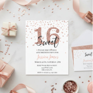 Sweet 16 Sixteen Birthday Party Rose Gold Budget Flyer