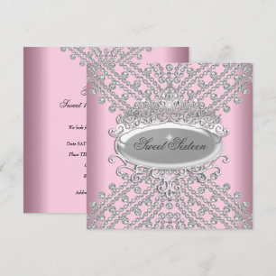 Sweet 16 Sixteen Birthday Pink Diamonds Image Invitation