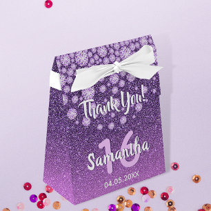 Sweet 16 sixteen purple with pink diamonds glitter favor box