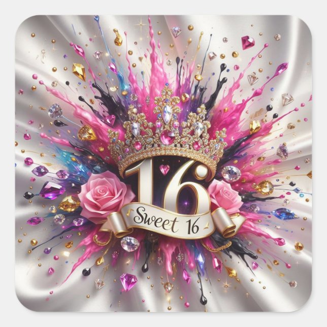 Sweet 16  square sticker (Front)