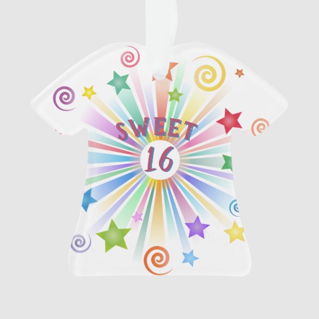 Sweet 16 Stars Swirls Christmas Birthday T-Shirt Ornament (Front)