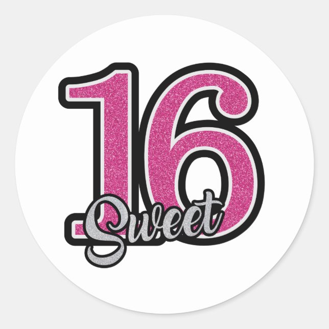 Sweet 16 sticker/seal classic round  classic round sticker (Front)