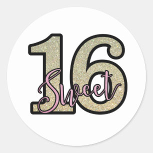 Sweet 16 sticker/seal classic round  sticker