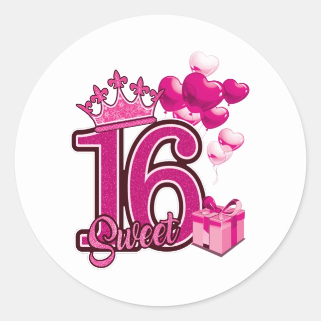 Sweet 16 Stickers Blanc Anniversaire (Devant)