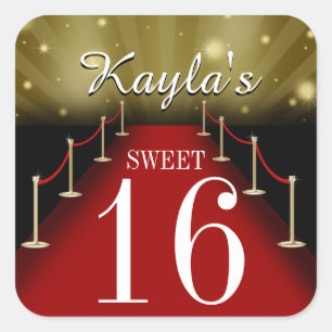 Sweet 16 Stickers Fête Rouge Glamour Favor