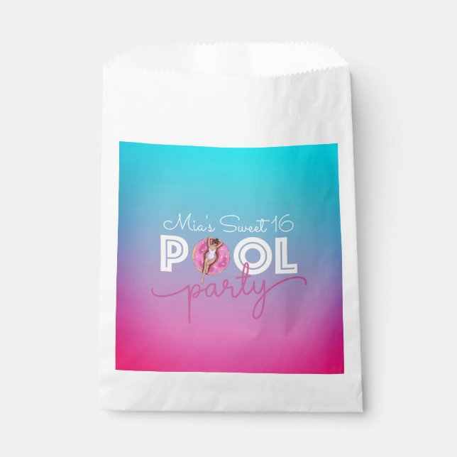Sweet 16 summer pool party favour cookie favour bag (Front)