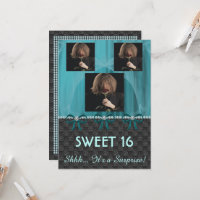 Sweet 16 Surprise Party Teal Blue Silk & Pearls &