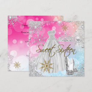 Sweet 16 Sweet Sixteen Pink Blue Gold Elite Invitation