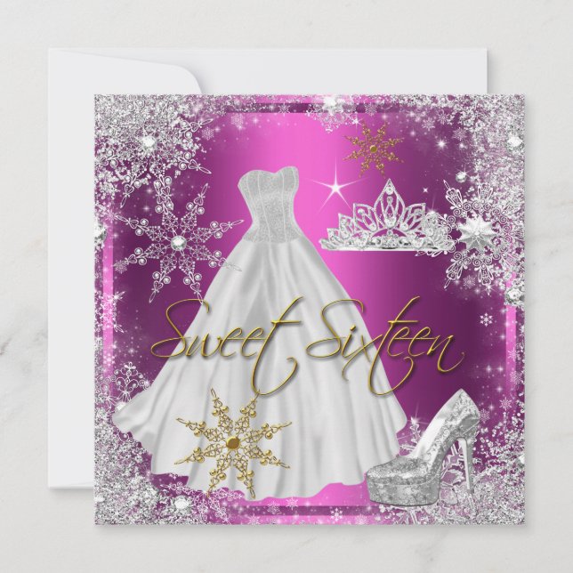 Sweet 16 Sweet Sixteen Pink White Gold Elite Invitation (Front)