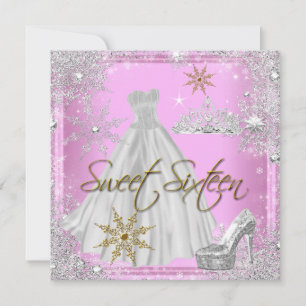 Sweet 16 Sweet Sixteen Pink White Gold Elite Invitation