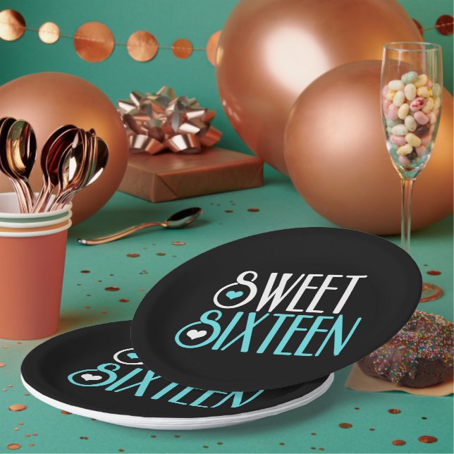 Sweet 16 Teal Paper Plate (Multi)