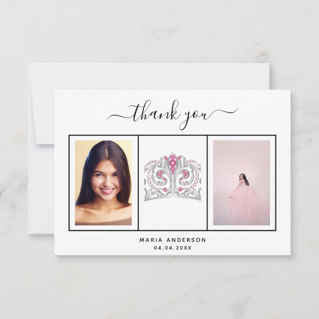 Sweet 16 thank you custom photo black white (Front)