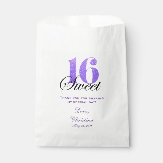 Sweet 16 Thank You Favour Candy Bar Buffet Bag (Front)