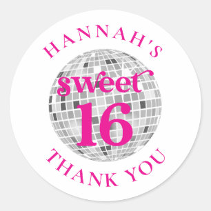 Sweet 16 Thank you Party Favours Classic Round Sticker