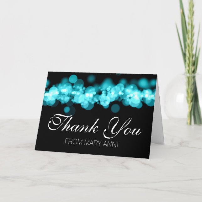 Sweet 16 Thank You Turquoise Bokeh Lights (Front)