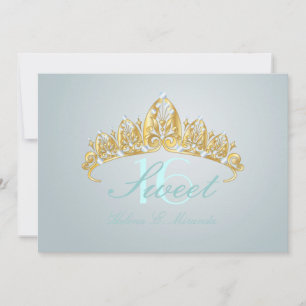 Sweet 16/ tiara/blue topaz invitations