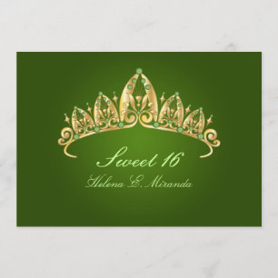 Sweet 16/ tiara/emerald invitations