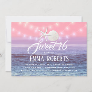 Sweet 16 Tropical Beach Starfish & Sand Dollar Invitation