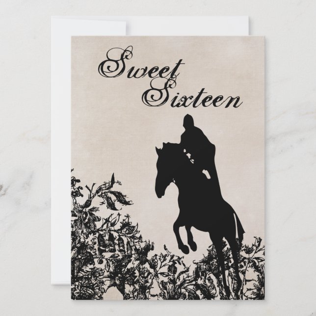 Sweet 16 Vintage Horse Jumping Birthday Invitation (Front)