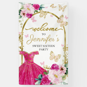 Sweet 16 Welcome Sign Butterfly Floral Dress