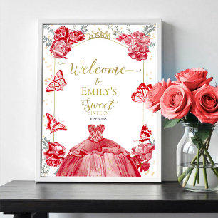 Sweet 16 Welcome Sign Butterfly Royal Blue Dress