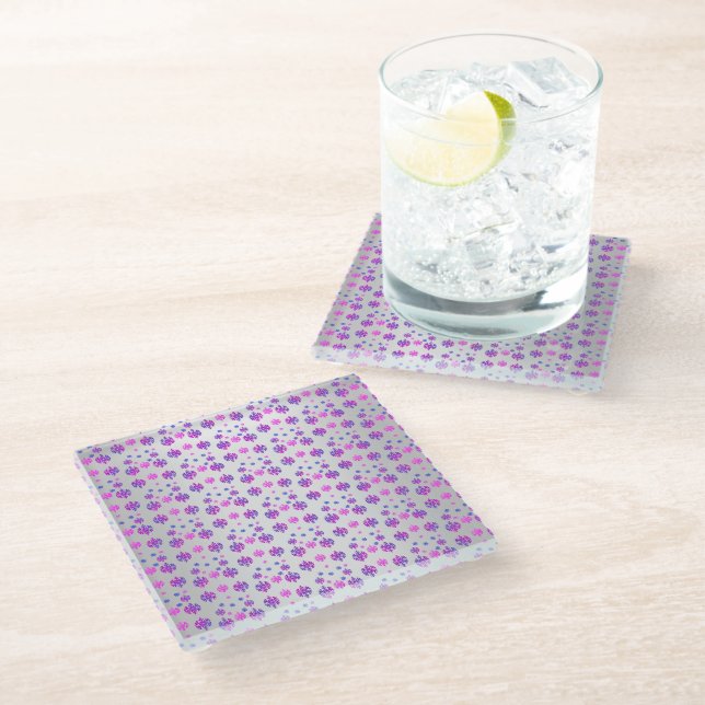 Sweet 16 Winter Snowflake Birthday Glass Coaster (Angled)