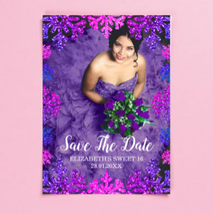 Sweet 16 Winter Snowflake Birthday Save The Date