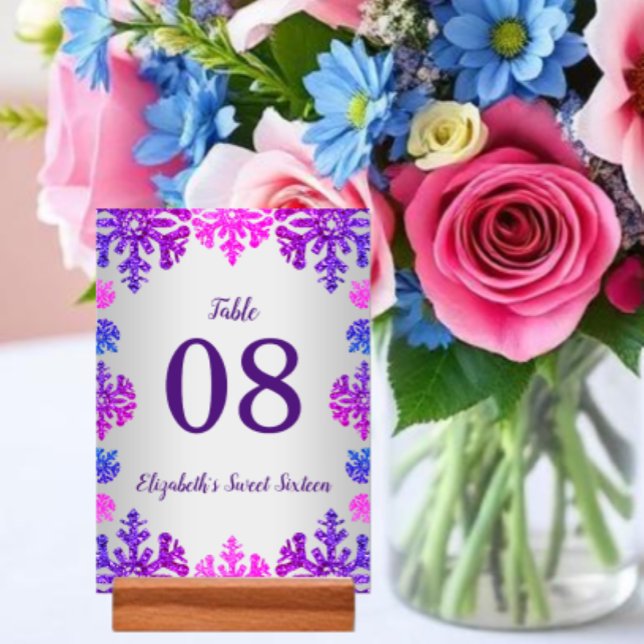 Sweet 16 Winter Snowflake Birthday Table Number (Creator Uploaded)