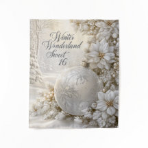 Sweet 16 Winter Wonderland Silver Glitter Ornament