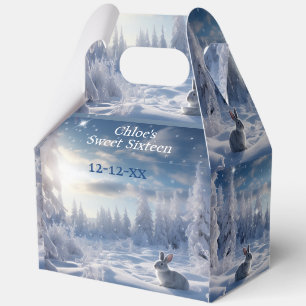 Sweet 16 Winter Wonderland Snow Bunny Forest   Favor Box