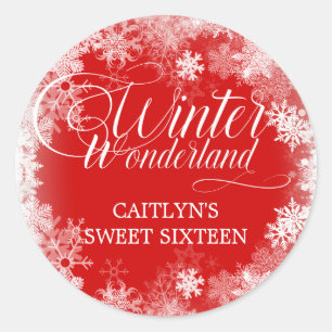 Sweet 16 Winter Wonderland Snowflake Favour Classic Round Sticker