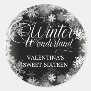Sweet 16 Winter Wonderland Snowflake Favour Classic Round Sticker